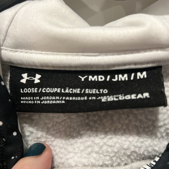 UNDER ARMOUR BOYS OR GIRLS BLACK AND WHITE HOODIE - Picture 3 of 5